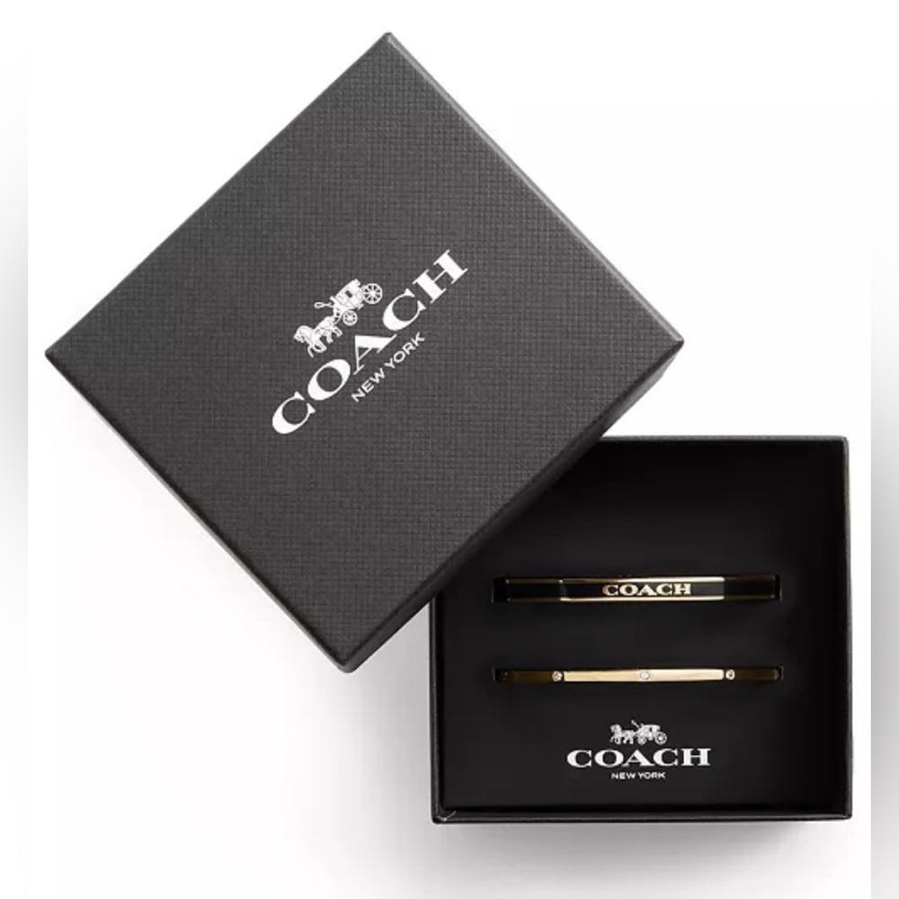 NWT COACH Faux Stone Enamel Signature Bangle Bracelet Set